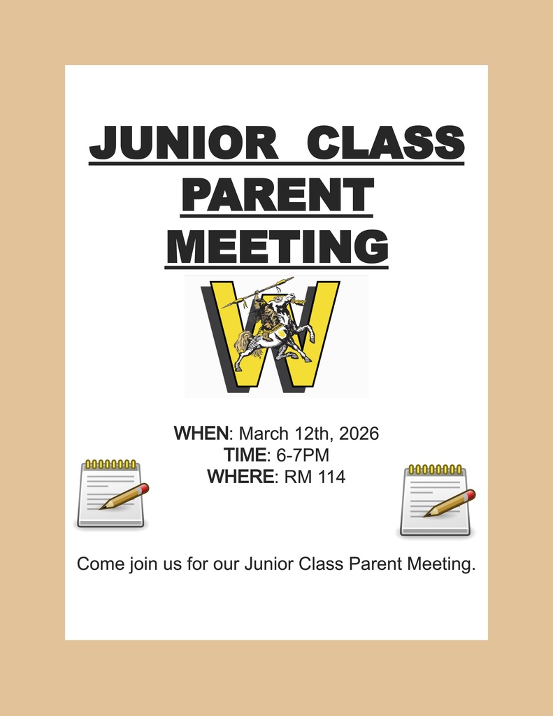 The Junior Class Parent Meeting is today (March 12) at 6 pm in room 114. We aim to get everything finalized for the upcoming Prom!