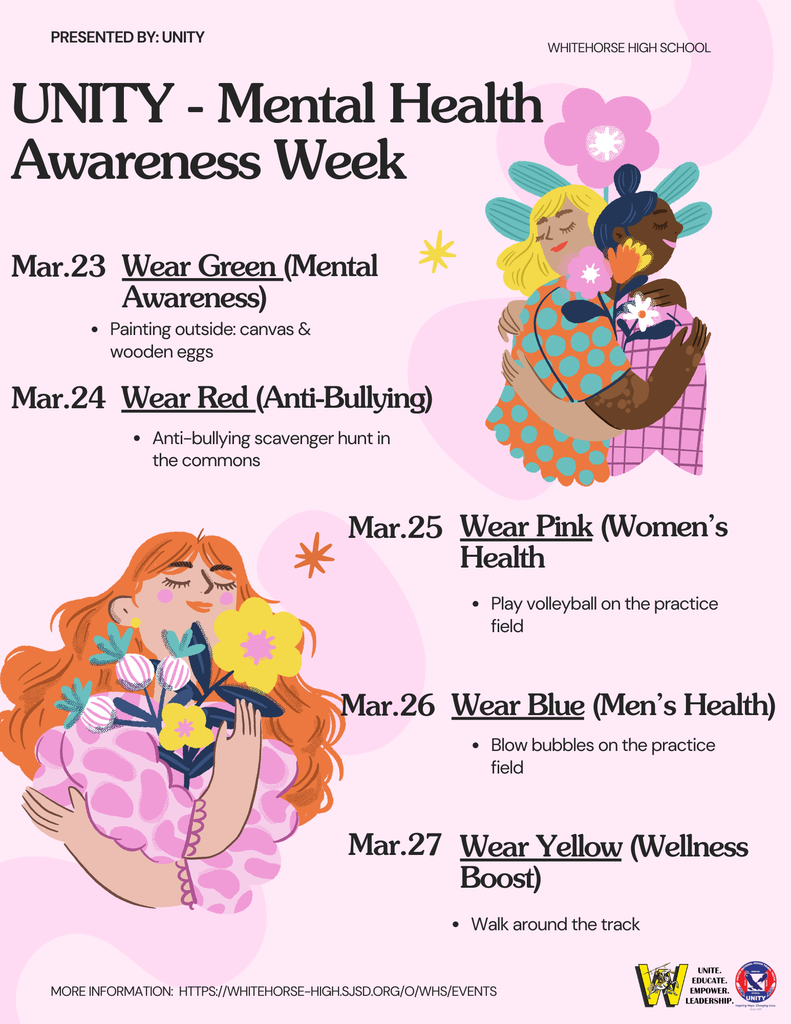 UNITY is hosting Mental Health Awareness Week starting on Monday, March 23 with "wear green" day and painting during lunch!
