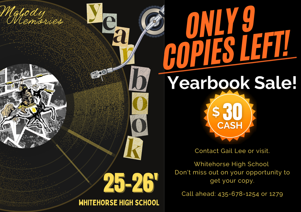 Yearbook Sale: $30 each and please coordinate with Gail (435.678.1279).