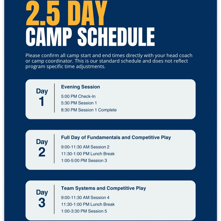 Volleyball Camp starts with check-in at 5 pm tomorrow (June 22).