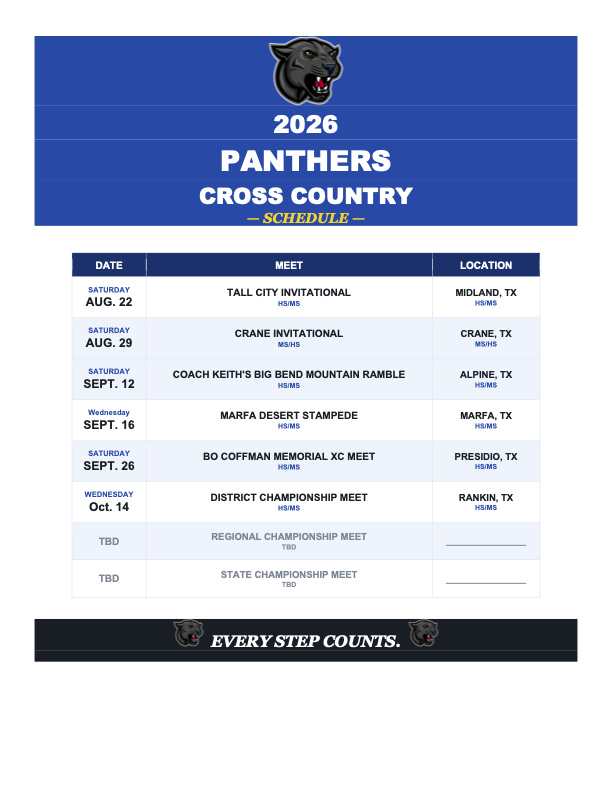 Cross Country Schedule