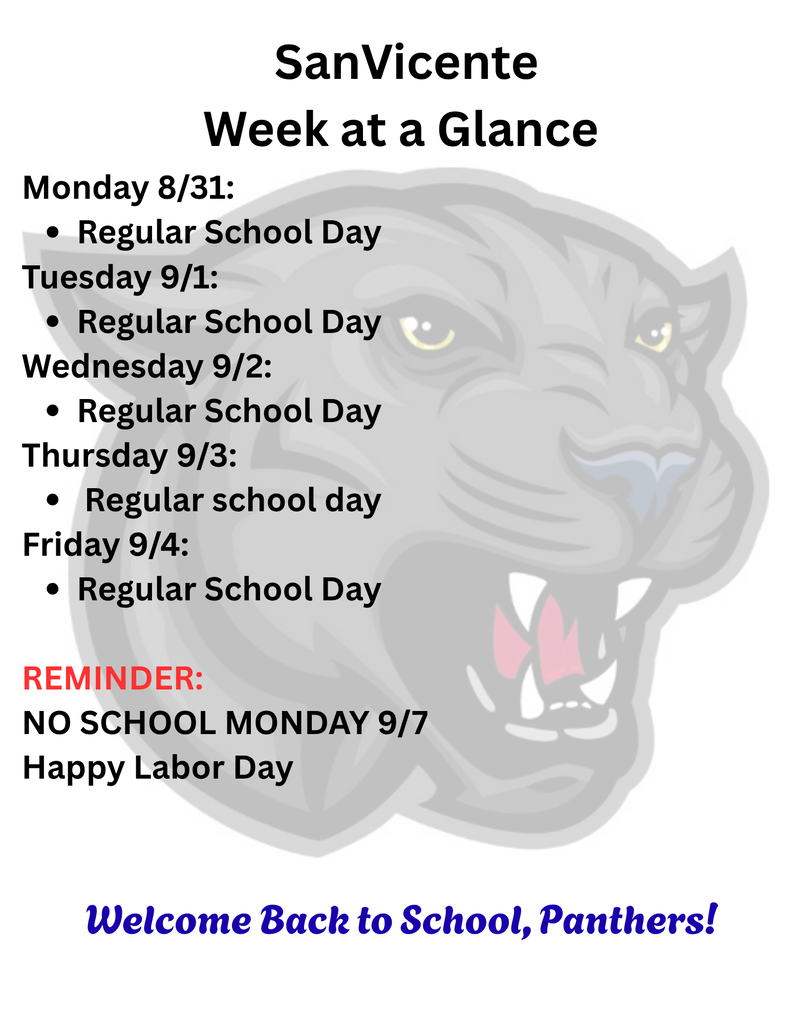 San Vicente Week at a Glance