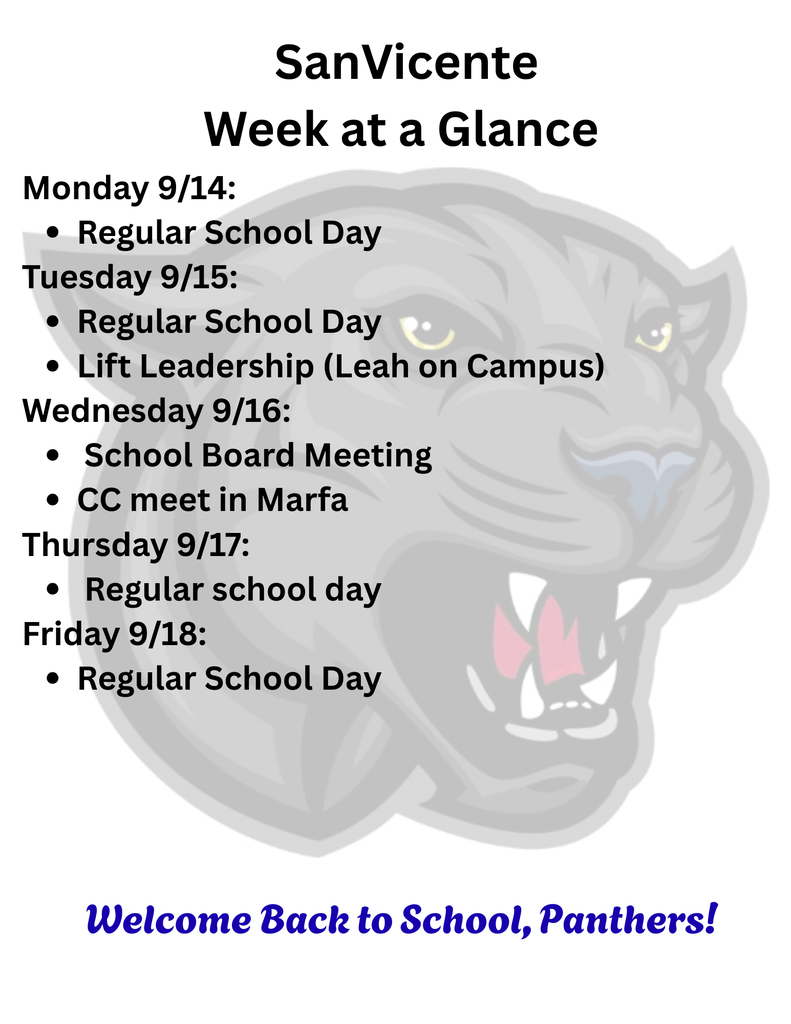 9/14-9/18 Week at a Glance