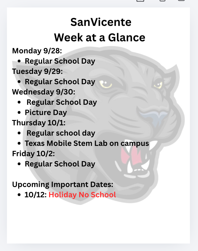 Week of a Glance