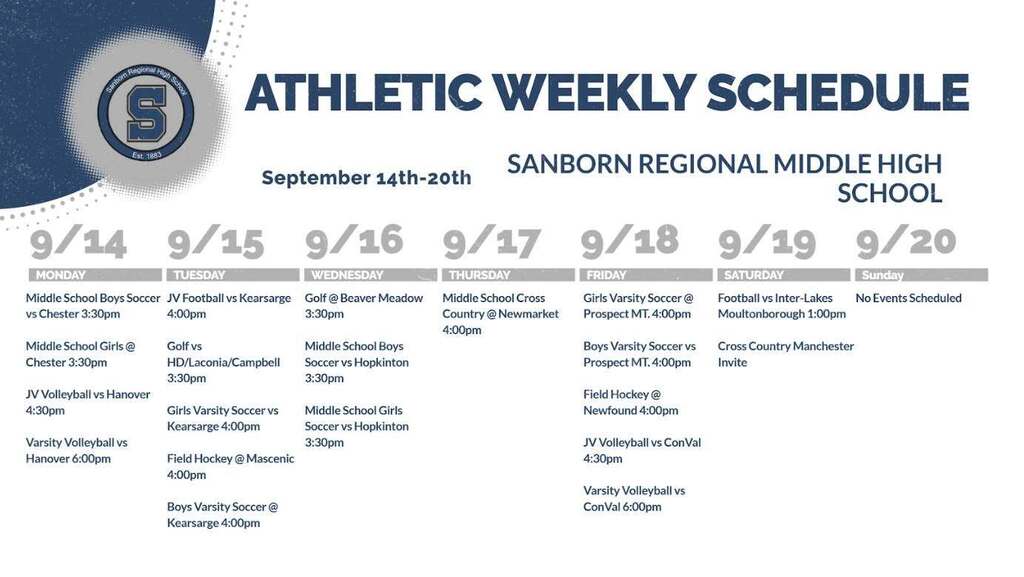 Athletic Weekly Schedule