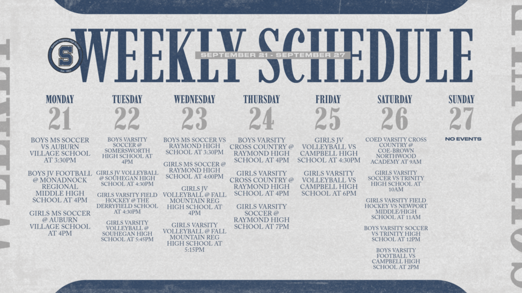 September 21 - September 26 Sport Schedule
