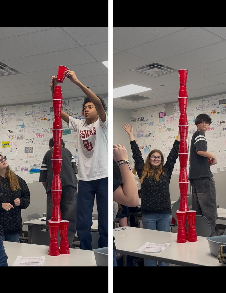 building a tower of cups
