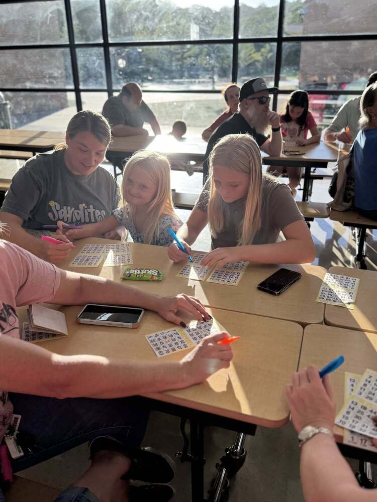 students playing bingo
