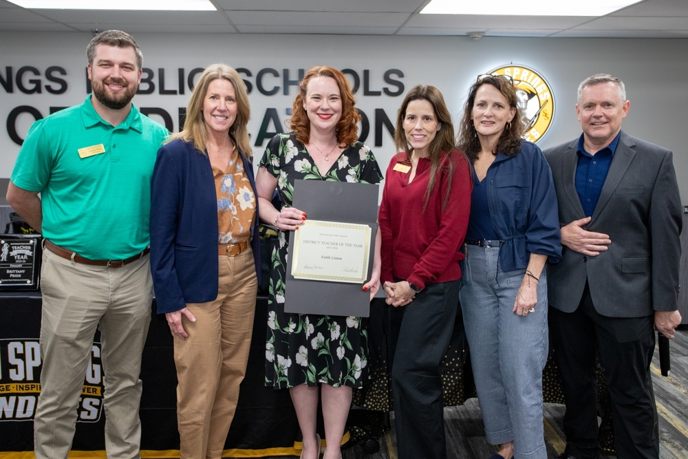 Teacher Faith Liston receives 2025-26 Teacher of the Year Award from school administrators