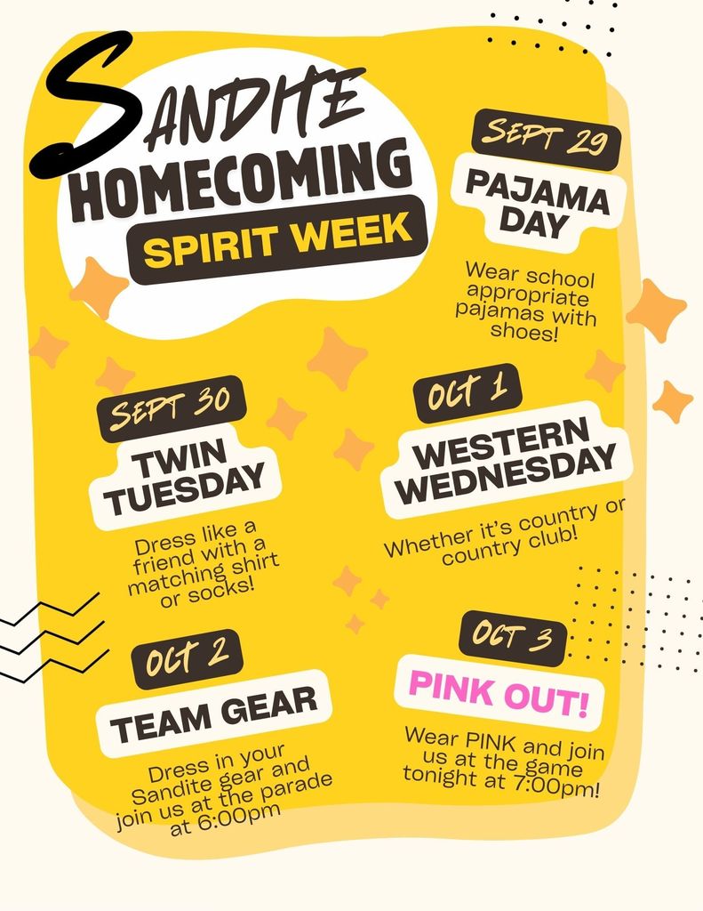 Homecoming Spirit Week 9/29-10/3