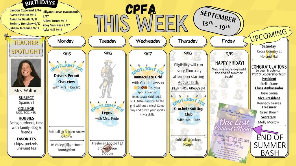 Week to Come Calendar