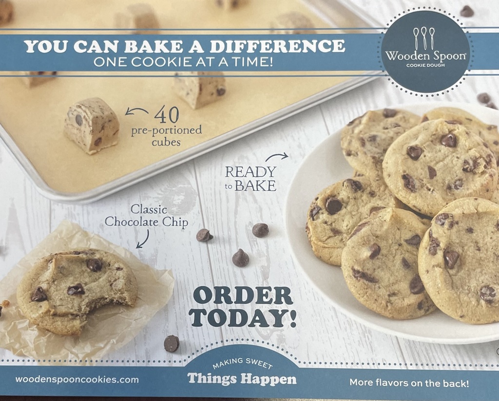 Cookie Dough Fundraiser first page of order form. 