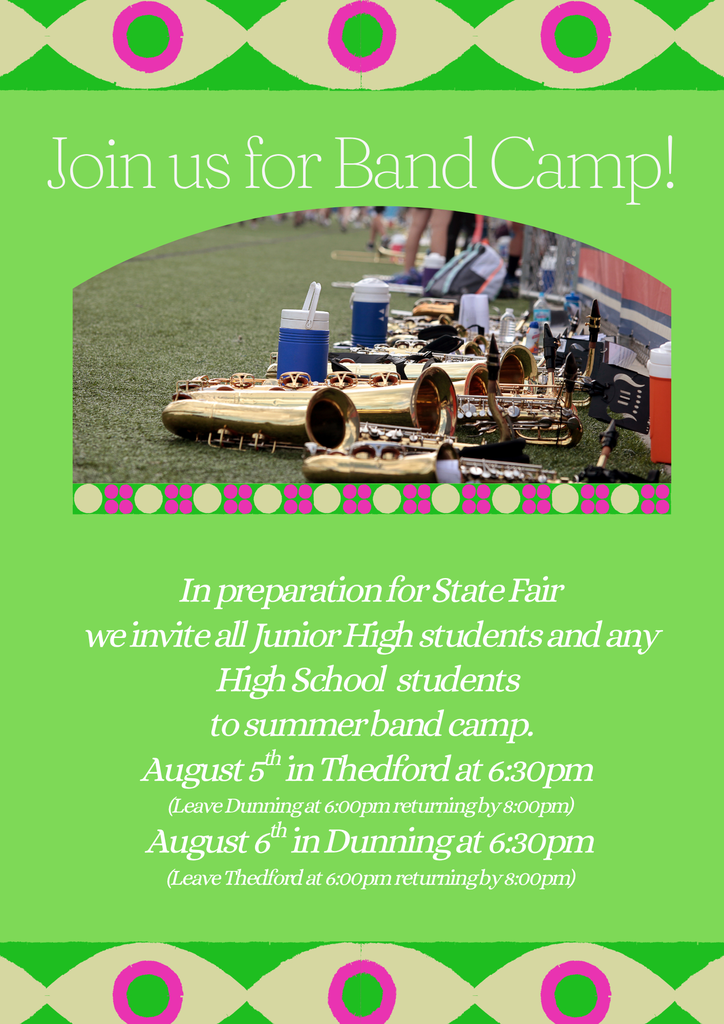 Band Camp Dates/Times