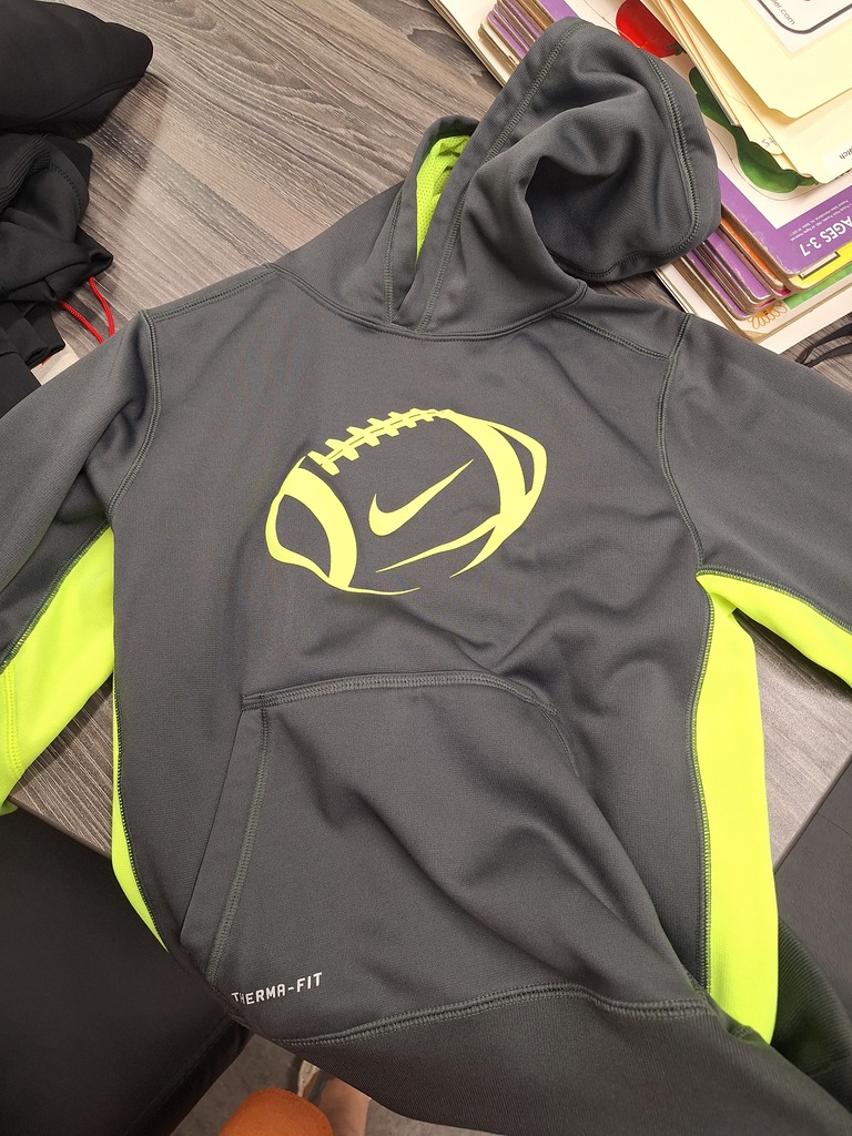 Grey & Neon Nike Football Hoodie