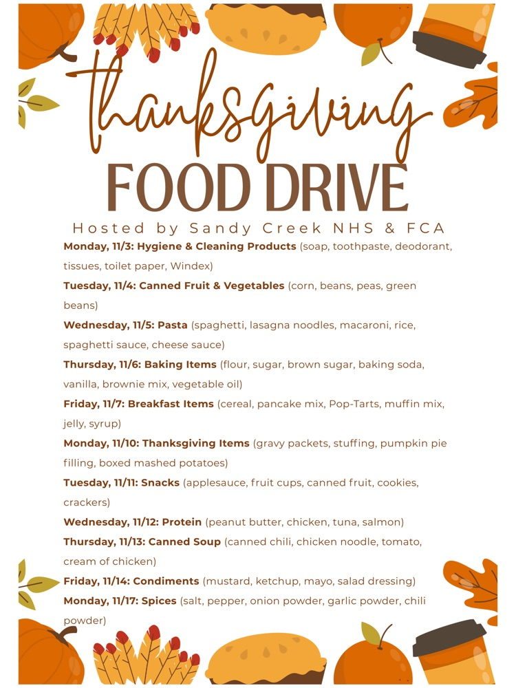 join us in restocking the Clay County Food Pantry. You can start sending groceries in November.