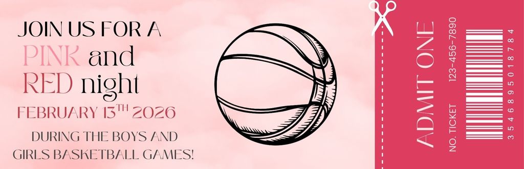 Cream and Pink Minimalist Valentine's Day Ticket