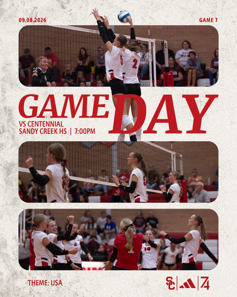 SC Volleyball game day vs centennial sandy creek high school 7pm
