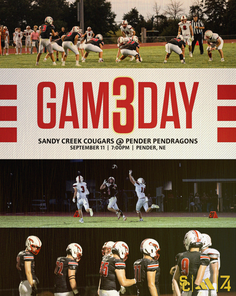 gamedy for sandy creek football at pender at 7pm