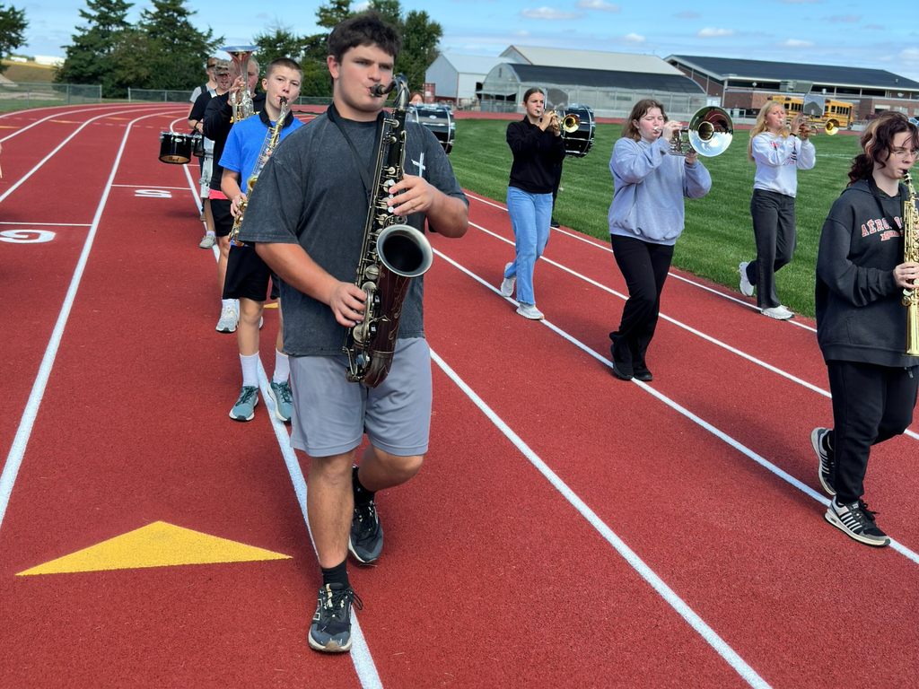 The Sandy Creek Marching Band preparing for Harvest of Harmony