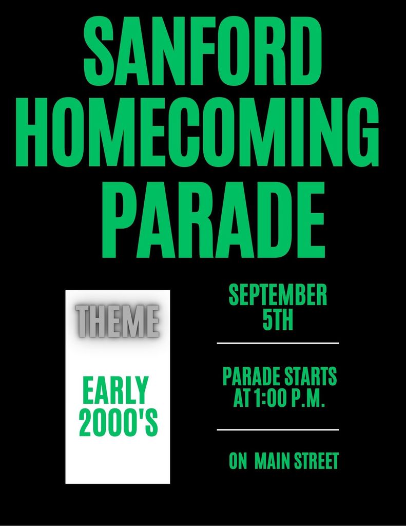 Homecoming Parade Friday, 9-5-25 1:00 p.m. On Main Street Go Mustangs!