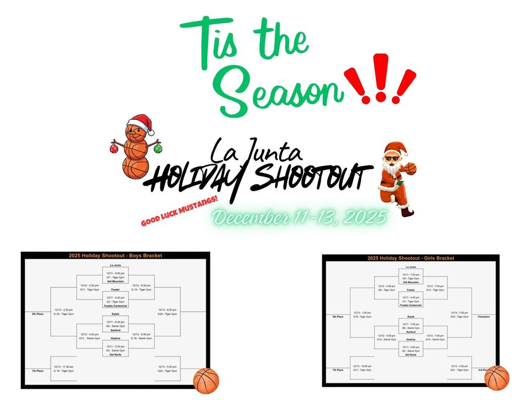 La Junta Holiday Shootout December 11-13, 2025 Live on YouTube "Sanford Events" Good luck Mustangs!