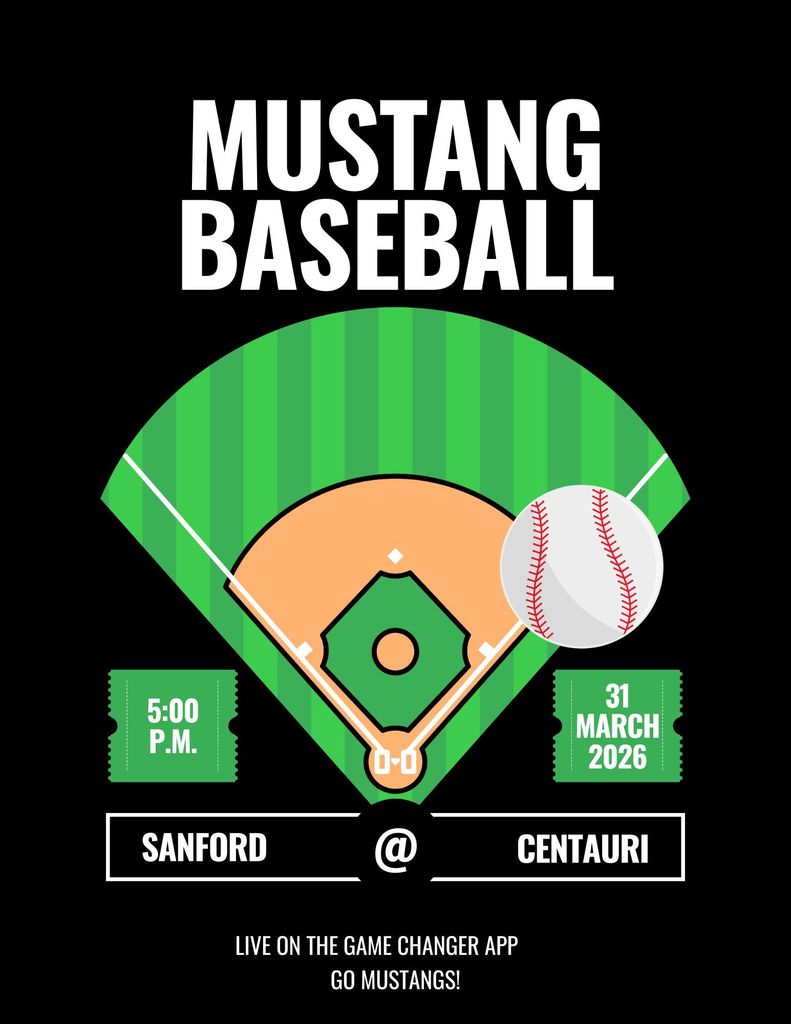Mustang Baseball @ Centauri Tuesday, March 31, 2026 5:00 p.m. Live on the Game Changer App