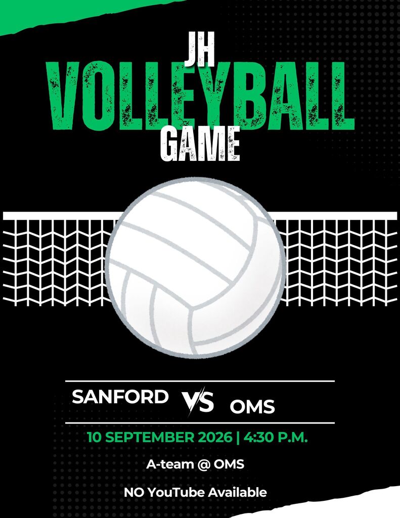 JH Volleyball @ OMS A-team only 4:30 p.m. 9/10/26 NO YouTube Available