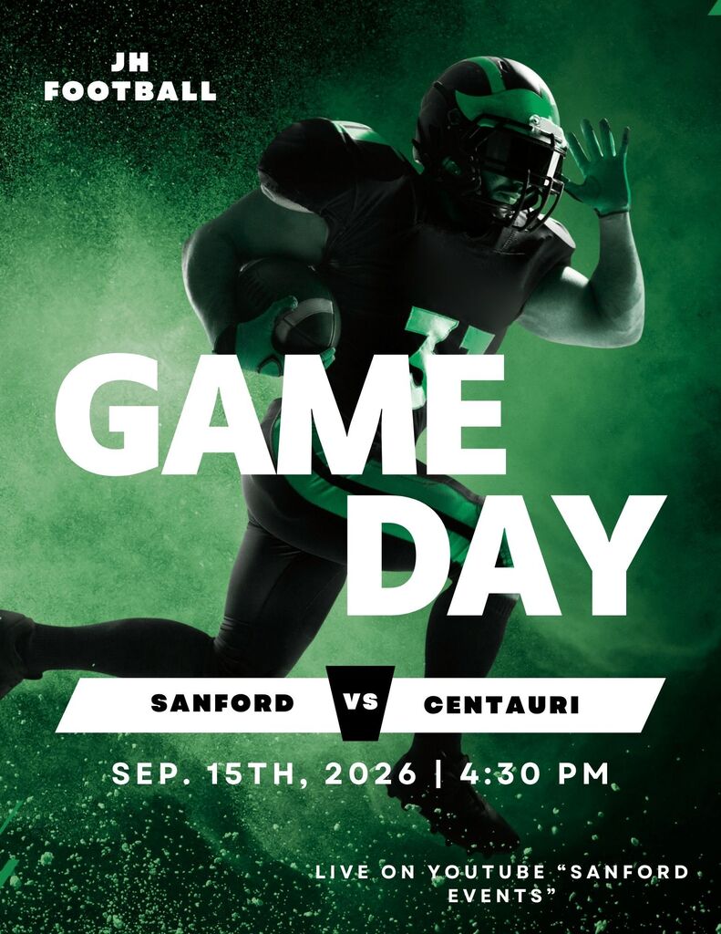JH Football - Mustangs vs. Falcons 9/15/26 4:30 p.m. Live on YouTube "Sanford Events" Go Mustangs!