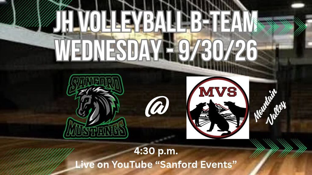 JH Volleyball @ Mountain Valley 9/30/26 4:30 p.m.  No YouTube available!