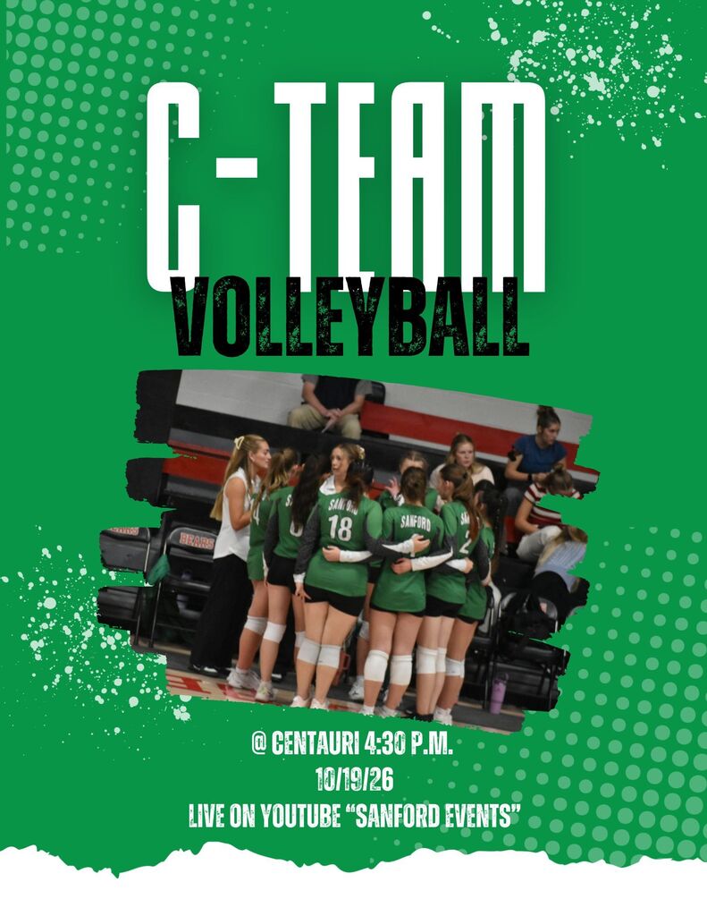 C-team Volleyball @ Centauri 10/19/26 4:30 p.m. Live on YouTube "Sanford Events"