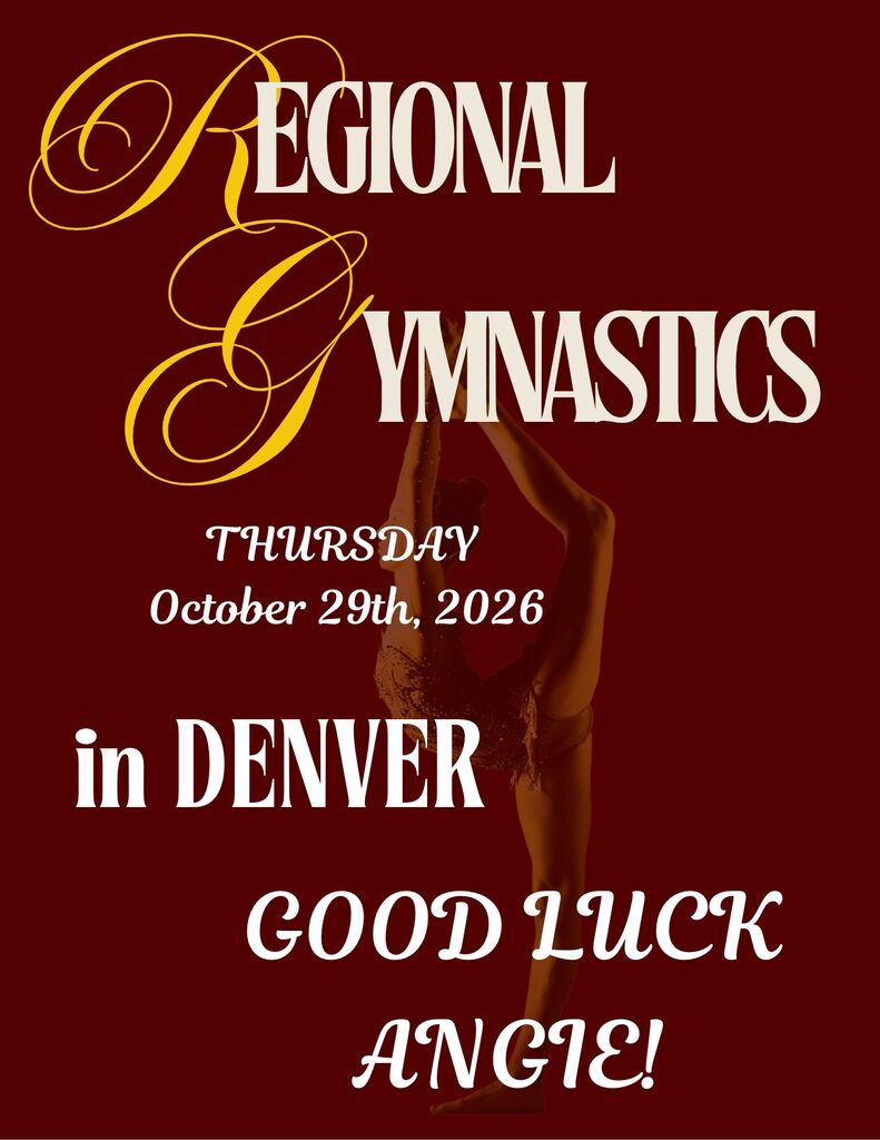 Good luck to Angie Arellano at Regional Gymnastics! Thursday, 10/29/26 in Denver Live on NFHS