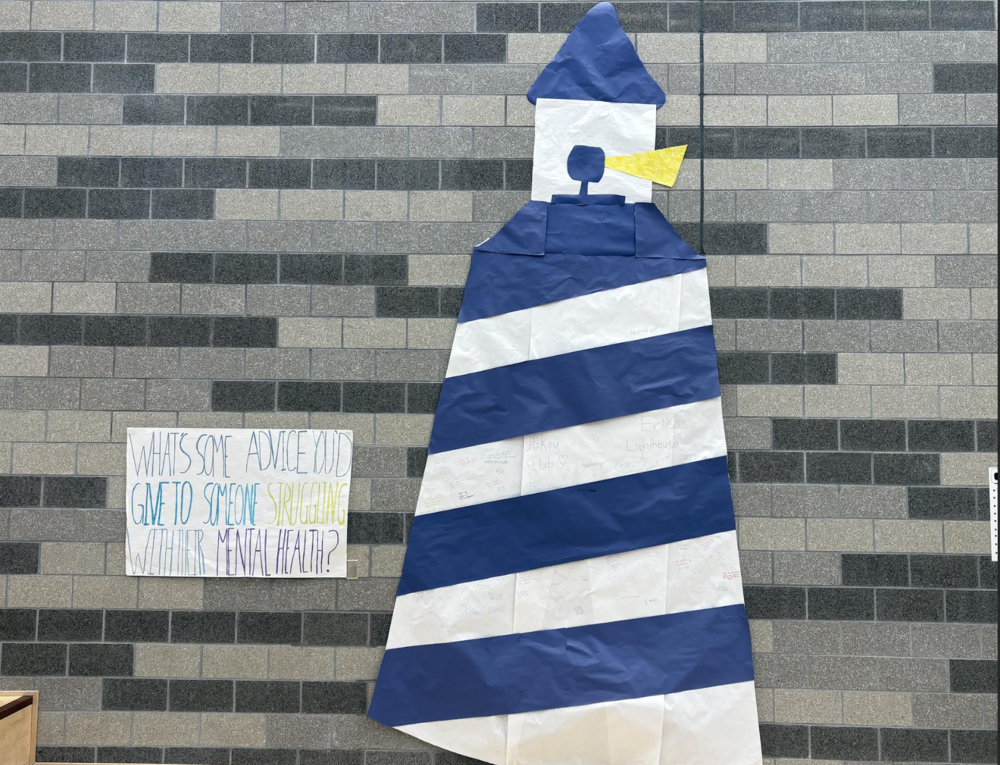 Most Mondays at 6 pm, a group of Sanford High School students meet in the Agora at the school, the open staircase near the cafeteria. Not for practice or tutoring, but to figure out how they can make their community a little better. They're members of Key Club, the school's oldest club, which has been around since 1959. Key Club is an international student-led organization focused on community service and leadership, sponsored by Kiwanis International. At Sanford High School, membership is open to all students throughout the entire school year. SHS senior Braeden Landry has been showing up to meetings since before he was even a high school student. This year's biggest undertaking was the Lighthouse project: a large, student-designed display on the Agora wall created in partnership with Erika's Lighthouse, an organization focused on youth mental health awareness. The display points toward the guidance office, and students are invited to share tips on staying mentally healthy and how to get help, giving a voice to struggles that can be hard to talk about. Members spent hours carefully planning and executing it. "The Lighthouse is one of our biggest projects we've done. That was really cool," Braeden said. "We also set up an ornament painting station and got like 40 different presents. That was awesome." Members focus on hands-on community service projects, preferring to try new things rather than repeat the same events each year. This year's standout was the Lighthouse project. "They spent like five hours figuring out how they wanted it set up and what they wanted it to say," said co-advisor Payton Orino. "They worked really hard on it." Other highlights included assembling and distributing "Boo Bags" around Halloween and running babysitting nights at the school. One of the biggest events on the calendar is DECON — the District Convention — coming up at the end of March in Springfield, Massachusetts, where members get to compete and represent Sanford High on a regional stage. DECON is one of the most exciting parts of the Key Club year. Students travel to compete in events including a talent show, an advertising competition, and a poster competition. Last year the club had a strong showing, taking first place in both the Talent Contest and Club Video competition, second place in the Oratorical Contest, and earning an Advisor Award for Kyle Landry. Landry is in his 10th year advising the club, which has around 40 members on its roster. Kyle remains enthusiastic about growing it. “I would love to figure out how to get 30 or 40 more kids,” he said. Landry and Orino are supportive in their roles.  "We're here to guide them when they need it, but this is really their club. They take a lot of pride in what they do," Orino said. Students who love the experience can continue through Circle K International, Key Club's college equivalent. Those interested in joining Key Club can reach out to the advisors or ask at the main office.