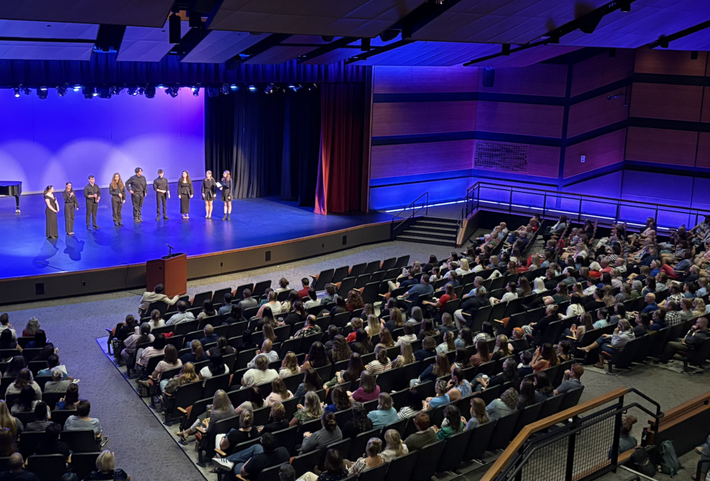 The Sanford School Department held its annual District-Wide Welcome Back at the Performing Arts Center this week to kick off the new school year. Staff from across all schools in the district gathered to welcome new team members and hear opening remarks. The event opened with a special performance by Sanford High School's Chamber Singers!