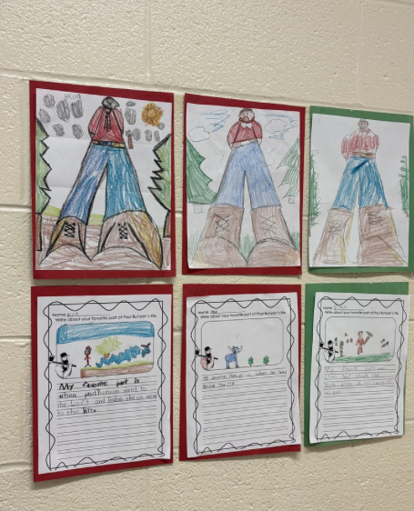 Sanford Pride 2nd Graders have been learning all about Fairy Tales and Tall Tales! One of their favorite Tall Tales is Paul Bunyan. After listening to the story, they tried their hand at a perspective drawing to show just how tall he was.