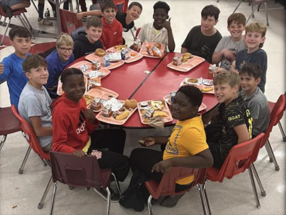 Whole grade-level lunches are in full swing at SMS! This gives students the opportunity to enjoy time with their peers in larger table groups and build connections across the grade. Thank you, students, for showing positive behavior and helping make this possible---we appreciate your efforts in keeping it a success!