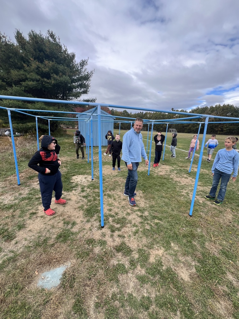 Mr. E. and 3rd Graders enjoying 9 Squares at P.E. 