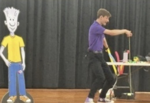 On Friday, Sanford Pride Elementary  hosted NED’S Resiliency Ride. The focus of this show was the power of resilience and how to bounce back and overcome challenges. The presenter used magic and yo-yo tricks to share this message of resiliency and grit. The students really enjoyed the show!
