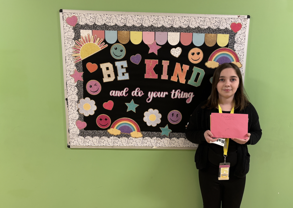 This week Sanford Middle School celebrated Great Kindness Challenge Week, and sixth-grader Alice Giberti showed us what it truly means to spread positivity! Alice came up with her own idea: she wrote uplifting messages for students in every grade level with notes saying "you matter," "keep going," "don't give up," and "think of the good things." Then she walked through our building, delivering these encouraging words to students.