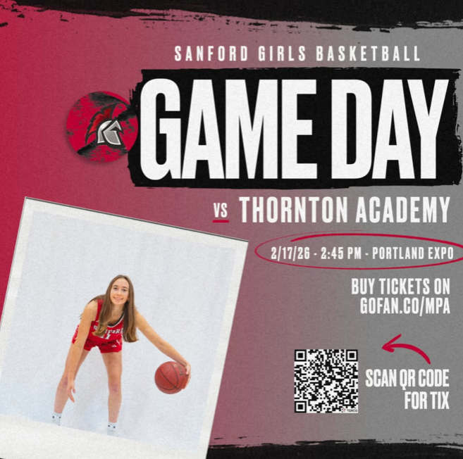 Good luck to our Girls Basketball team as they travel to the Portland Expo on Tuesday, 2/17, to play the Thornton Academy Golden Trojans at 2:45 pm. Tickets can be purchased online using the QR code or at the door.