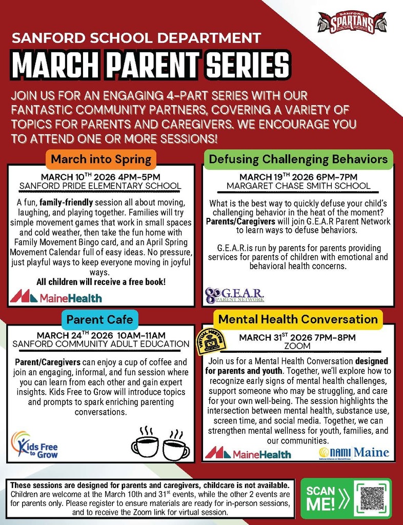 Join us for a FREE 4-part series this March covering topics for parents and caregivers! Sessions include March into Spring (3/10), Defusing Challenging Behaviors (3/19), Parent Cafe (3/24), and a Mental Health Conversation on Zoom (3/31). We encourage you to attend one or more — please register to ensure materials are ready and to receive the Zoom link!