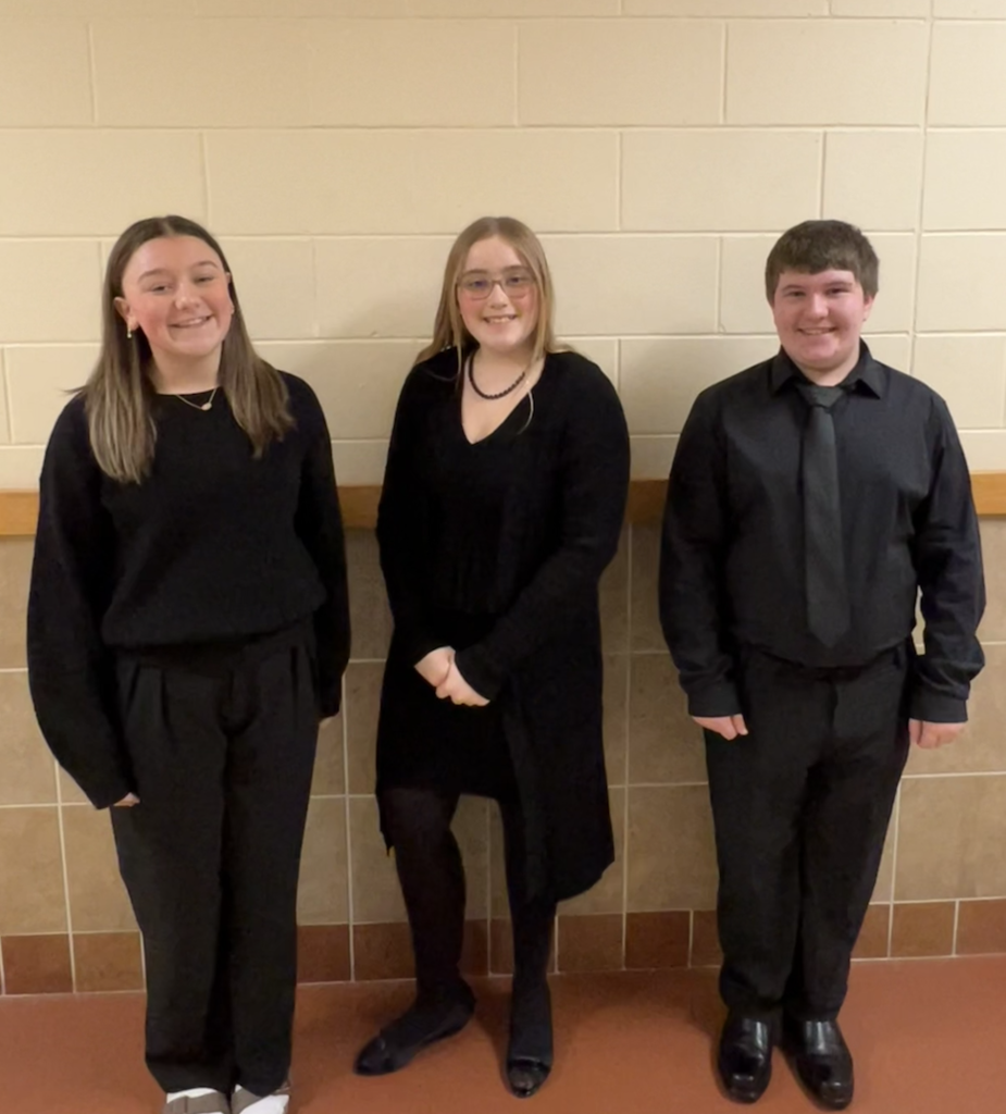 Sophia O'Connell, Emma Higgins, and Mason Labbe