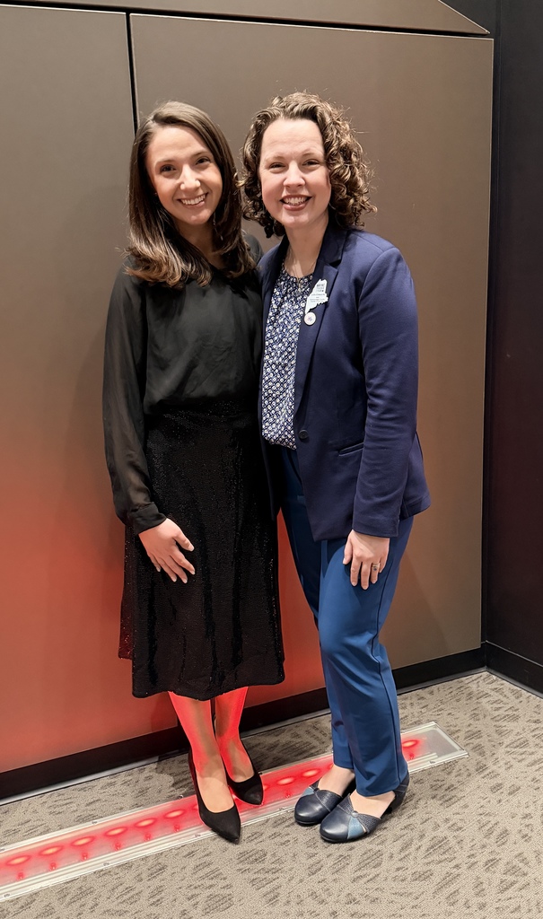 Maine's Teacher of the Year, Julia Edwards, was the orator at Spring Sing for Sanford School Department! Ms. Hattie Skvorak, CJL's music teacher (left) welcomes Julia (right). 