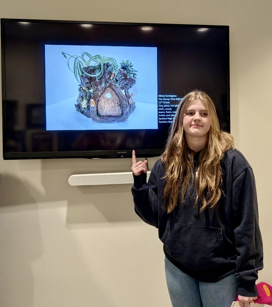 We are so proud of three Sanford High School students who were recognized for their artwork at the Youth Art Month exhibition at the Portland Museum of Art yesterday! Congrats to Charlotte Fuentes Hood (2D Design, grade 9), Parker King (Drawing, grade 9), and Olivia Farrington (Ceramics, grade 11). Their work will be on display at PMA through April 5th,