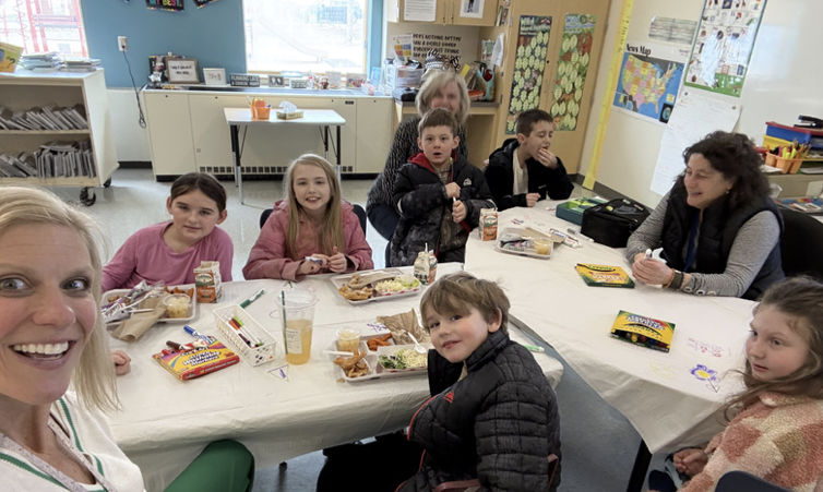 Mrs. Hally's Title literacy students had a reading challenge this March for a chance to earn lunch with Mrs. Hallissey and Ms. McGuckin, and they absolutely crushed it. First and second graders set out to read 100 books this month. First grade finished with 121 books and second grade came in at 124. Way to go, readers! Third and fourth graders had a different challenge: read for 20 minutes a day, 50 times total throughout March. Third grade hit 64 sessions and fourth grade came in at 62. Both grades blew past their goals! To celebrate, students got to enjoy lunch together and play games while sharing their favorite books.