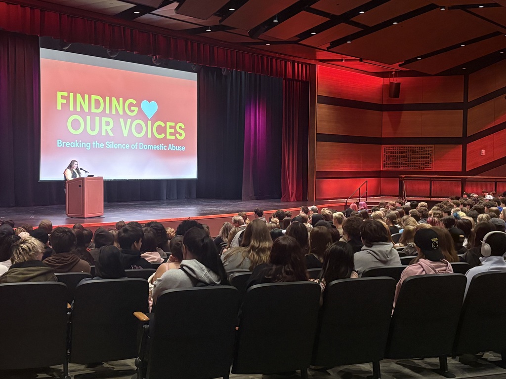 A big thank you to the team at Finding Our Voices for coming to Sanford High School this morning! 💙  Finding Our Voices is a local non-profit dedicated to educating community members about healthy dating relationships, and we are grateful for the time and care they put into speaking with our students. 