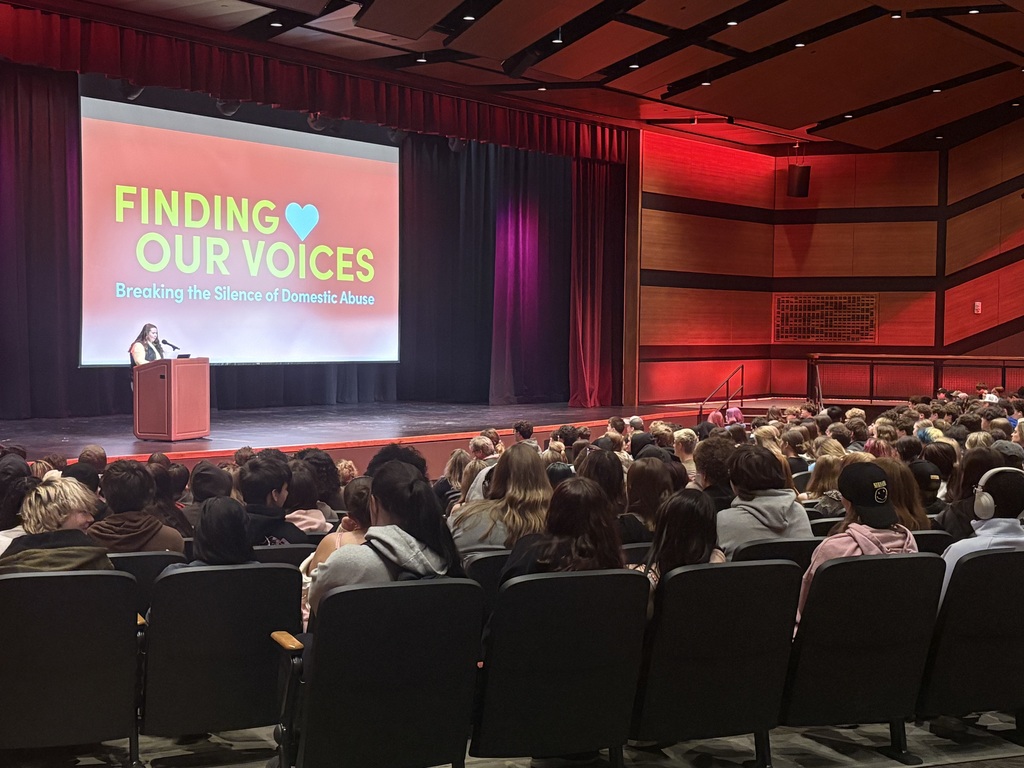 A big thank you to the team at Finding Our Voices for coming to Sanford High School this morning! 💙  Finding Our Voices is a local non-profit dedicated to educating community members about healthy dating relationships, and we are grateful for the time and care they put into speaking with our students. 