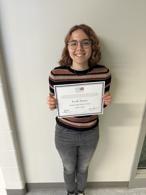 Congratulations to Sanford High School senior Leah Soucy, who has been awarded a scholarship from the Horatio Alger Association of Distinguished Americans! This is a prestigious honor recognizing students who demonstrate perseverance, integrity, and a commitment to higher education.  Leah will be heading to Colby College this fall as a psychology major, and she is bringing an incredible track record with her. As the varsity volleyball libero and team captain, she earned All State and All Conference honors and still found time to give back by coaching younger athletes. 
