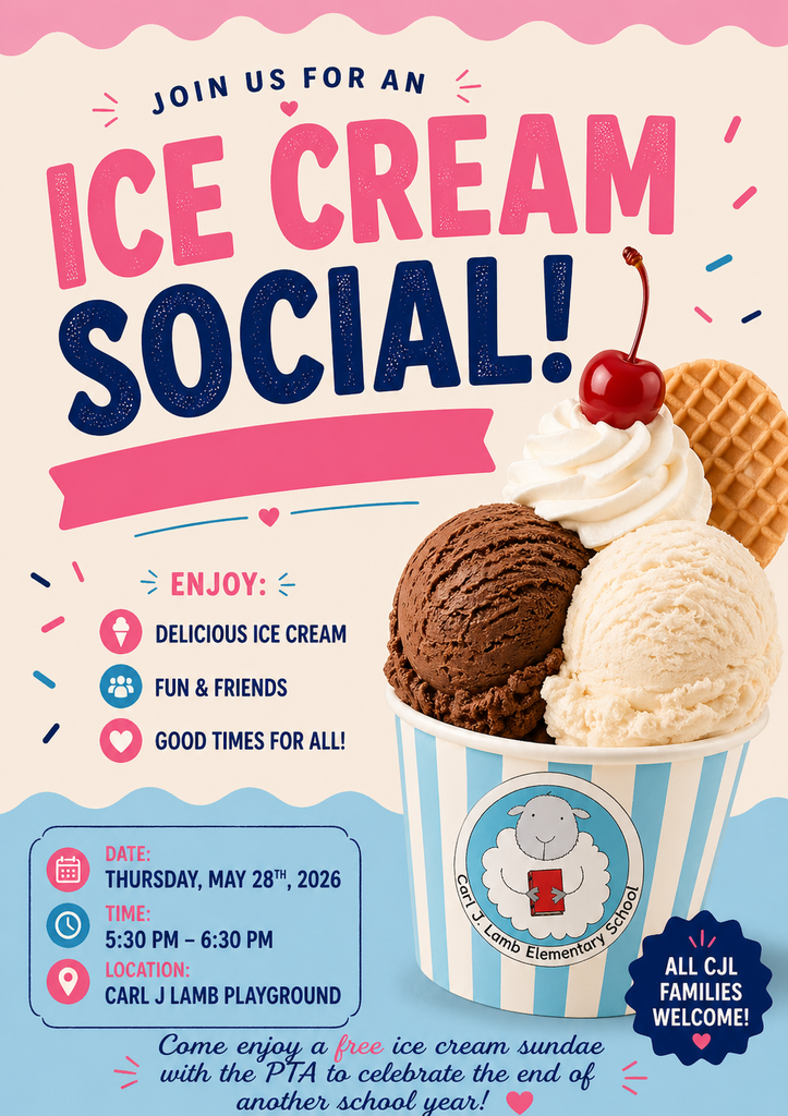 CJL Ice Cream Social May 28th 5:30-6:30pm for CJL Families