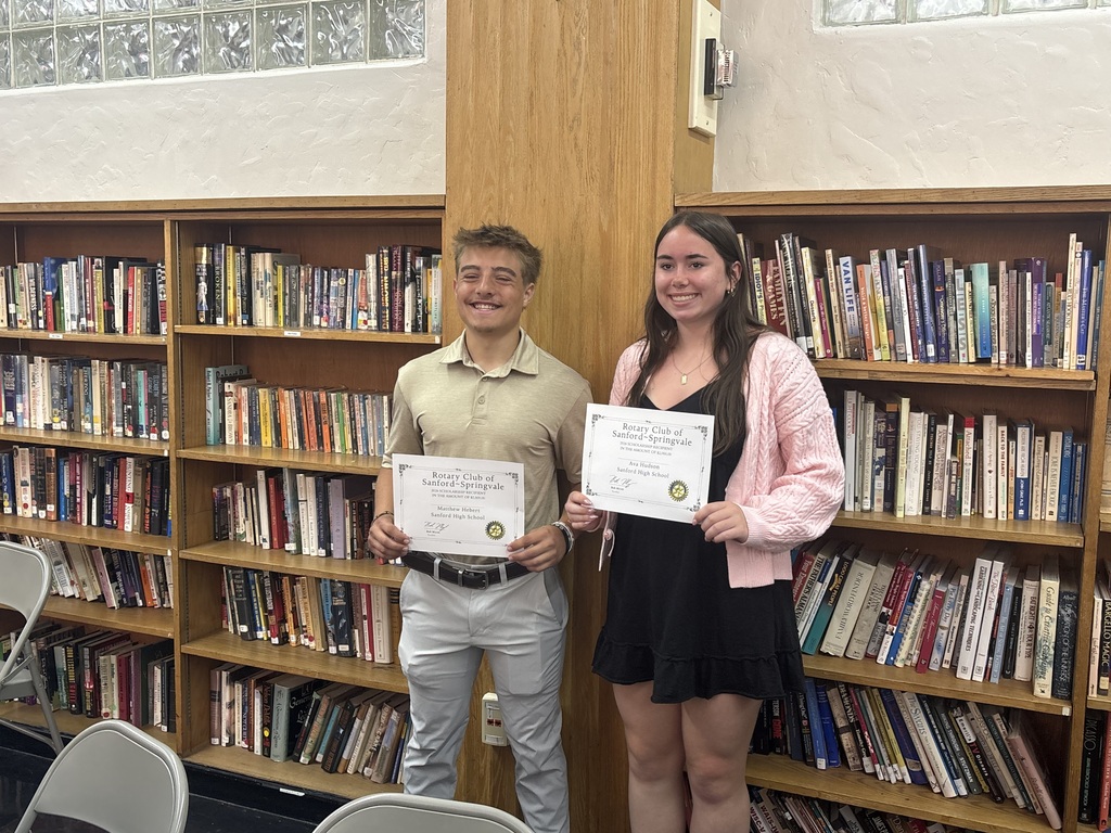 Congratulations to Sanford High School seniors Matty Hebert and Ava Hudson, who were honored at Sanford-Springvale Rotary Club’s annual scholarship breakfast!   We are so proud of these two outstanding seniors, along with all the students from area schools who were recognized for their hard work and dedication as they head into their next chapter.