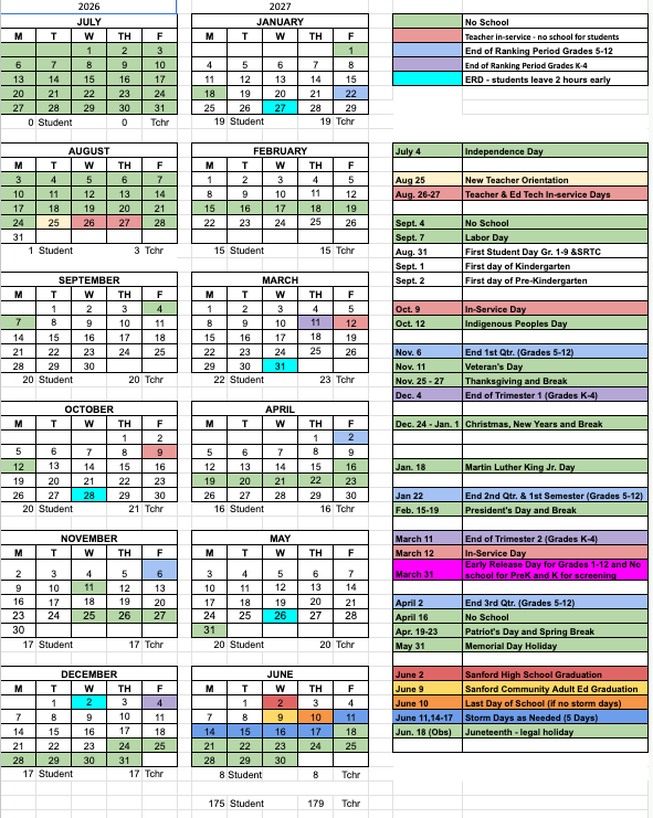 2026-2027 School Calendar
